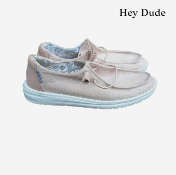 Hey Dudes Glitter Sparkle Pink Wendy Metallic Sneaker Tennis Loafer Shoe Women 7 - Picture 11 of 13